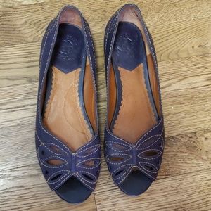 Purple leather butterfly flats